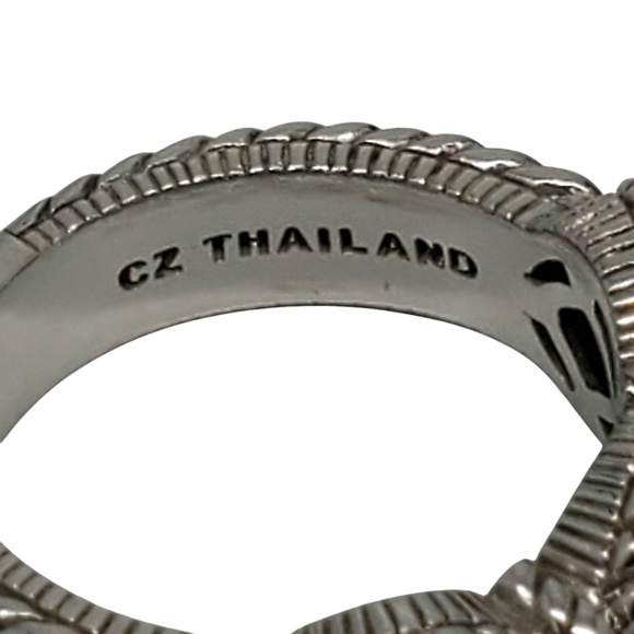 Judith Ripka Sterling Silver Onyx and CZ Ring Size 7 #21032 - Picture 7 of 11